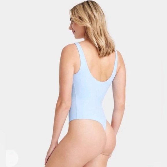 Auden Light Blue 4-Way Stretch Tank Bodysuit Size Medium NWT - Picture 2 of 12